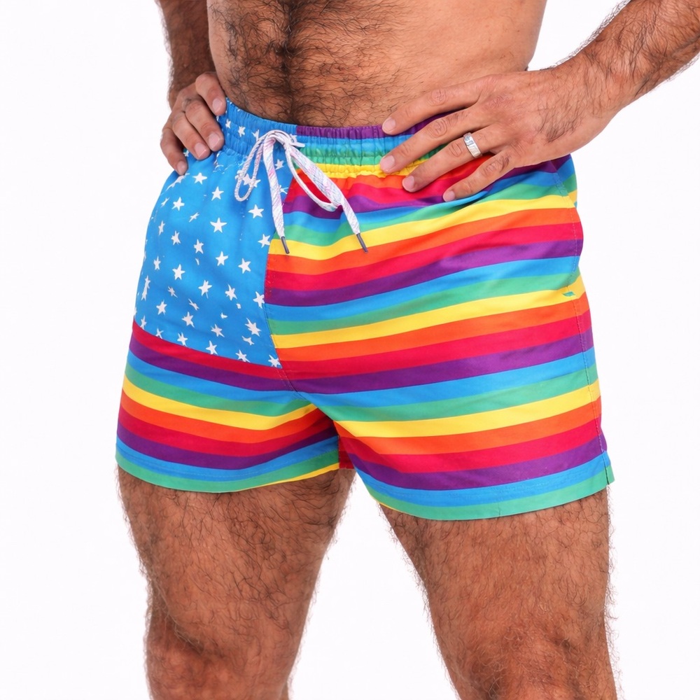 Chubbies Mens M 3” Love Is Loves Classic 0103 Swim Trunks Swimsuit men pride